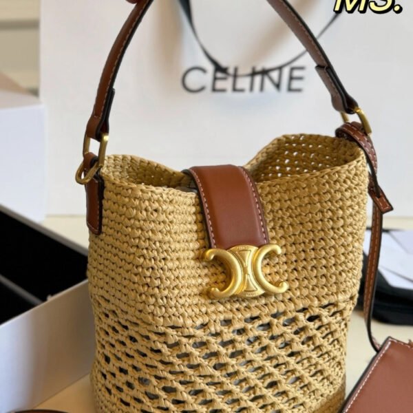 Celine Straw New Bucket Bag