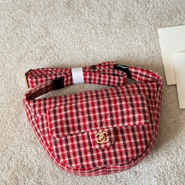 Chanel Red Checkered Hobo Bag