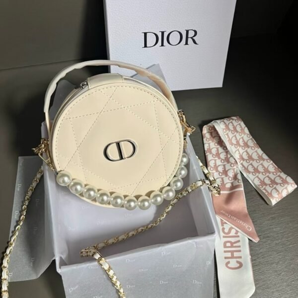 Dior Quilted Round Cosmetic Bag